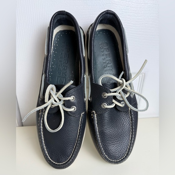 Sperry Top-Sider Men's Navy Leather Boat Shoes Size 9.5W Classic Deck Shoes - Picture 12 of 13
